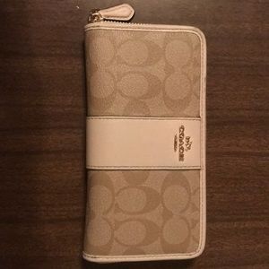 Authentic White and Tan Coach Wallet